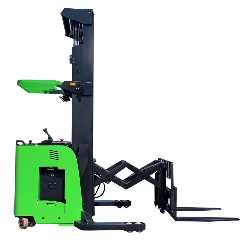 Sanstar New-Style 1-5 Ton Wholesale 48V Battery Double Scissor Reach Truck Electric Reach Forklift Stacker