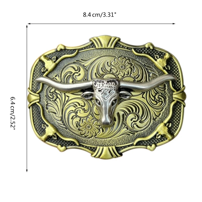 Cowboy Belt Floral Buckles for Men Women Engraved Cool Replacement (Bronze) Buckles Western Simple Replacement