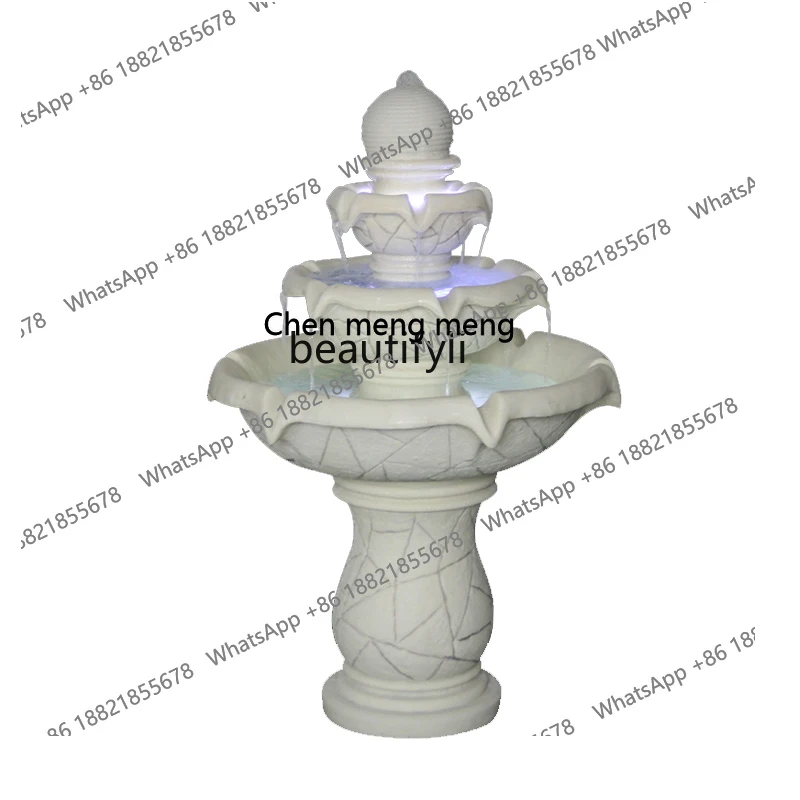 X  Large floor-to-ceiling fish pond fountain flowing water three-layer water feature decoration European lucky feng shui wheel
