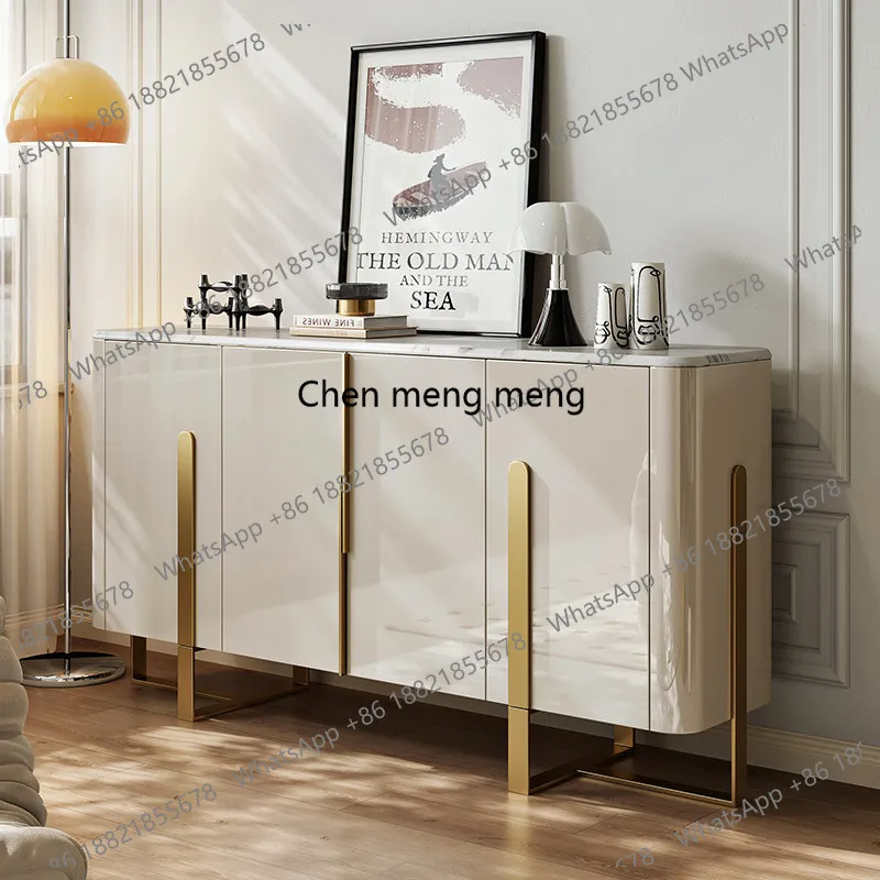 

Italian light luxury entrance dining side cabinet marble shoe cabinet guest foyer decorative cabinet solid wood