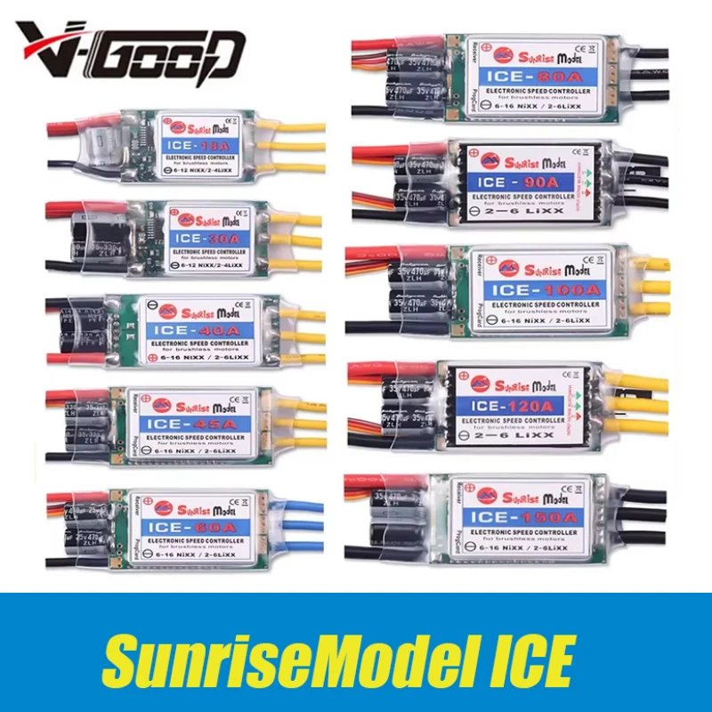 SunriseModel ICE 2-6S Helicopter Airplane Brushless ESC with BEC Output 18A 30A 40A 45A 60A 90A 100A 120A 150A for RC Models DIY