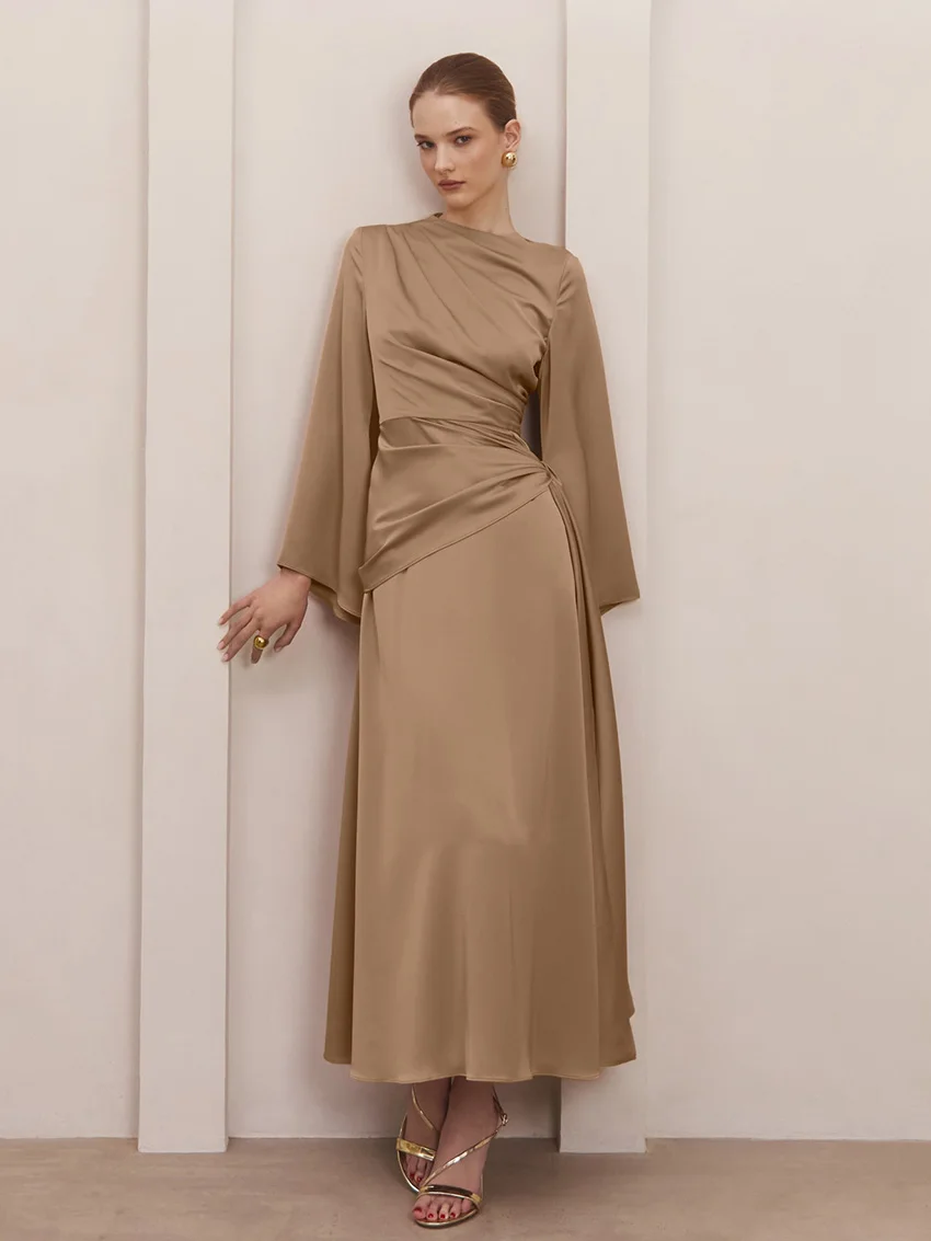 

Marthaqiqi модная женская пижама на шнуровке, ночная рубашка с длинными рукавами, ночная рубашка с круглым вырезом, платье до щиколотки, зимняя женская ночная рубашка