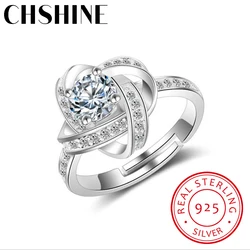 Anillo de trébol de cristal de Plata de Ley 925 para mujer, joyería fina, gran oferta