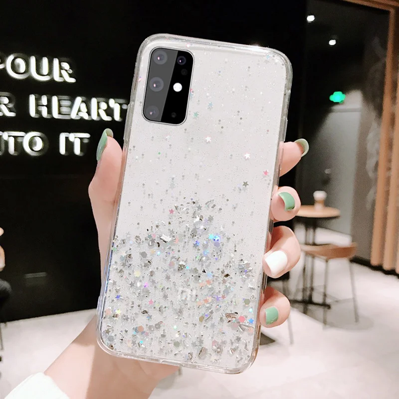 Luxury Glitter phone case for Samsung Galaxy A10 A31 A51 A71 A70 A50 S10 S20 S21 S9 S8 Plus S10 E Transparent Silicone Soft case