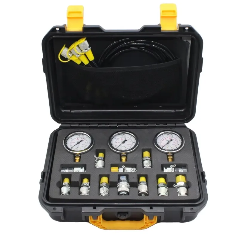 Hydraulic Pressure Test Kit with 5 Gauges 5 Test Hoses 13 Couplings and 14 Tee Connectors Pressure Gauge Kit Test Kit