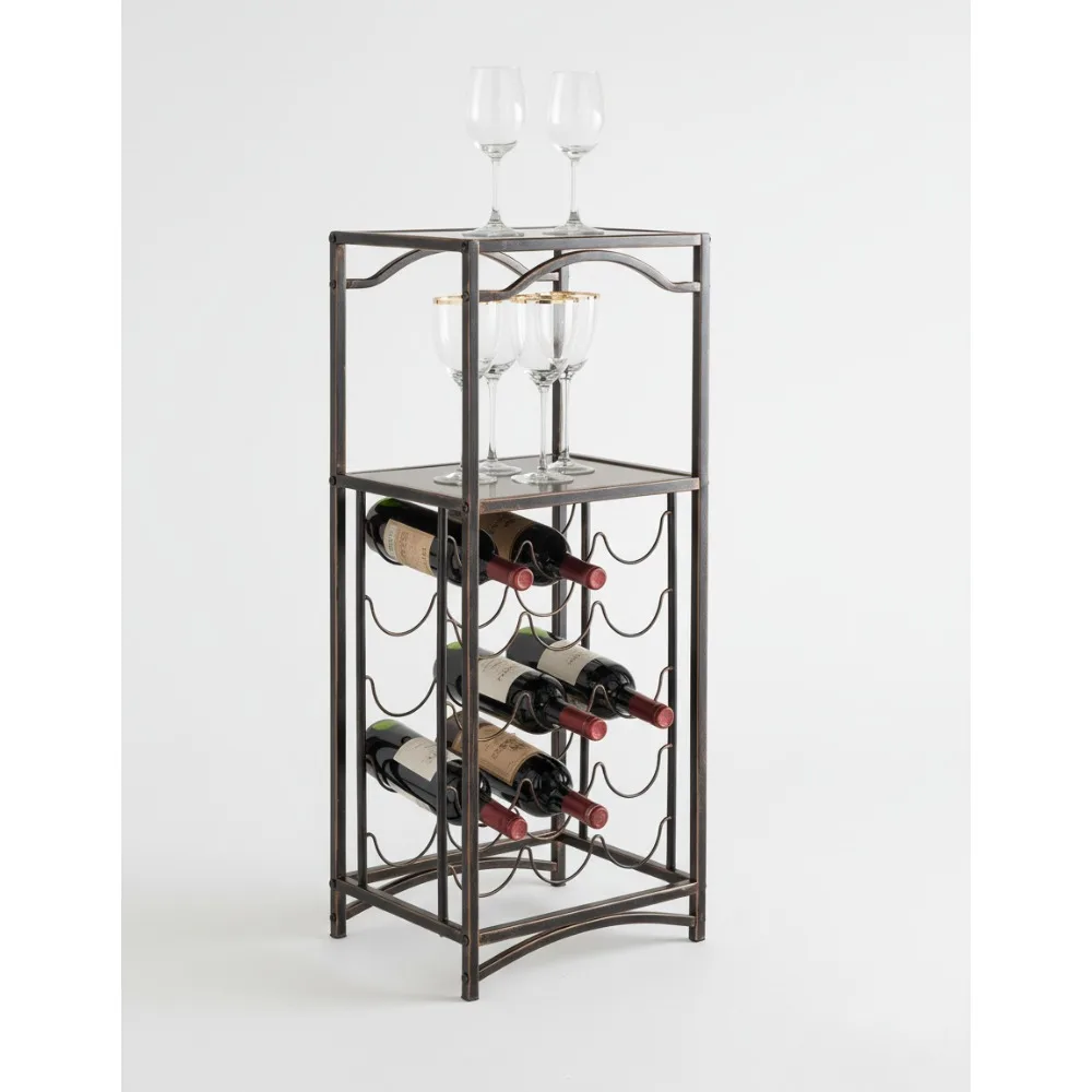 

Органайзер для хранения винной стойки на 15 бутылок, отделка из матовой меди, металлическая мебель высотой 35 дюймов для домашнего бара