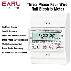 80A 3 Phase Multi-function Energy Meter Bidirectional Electricity Meter kWh RS485 Remote Communication for Meter Reading AC 380V