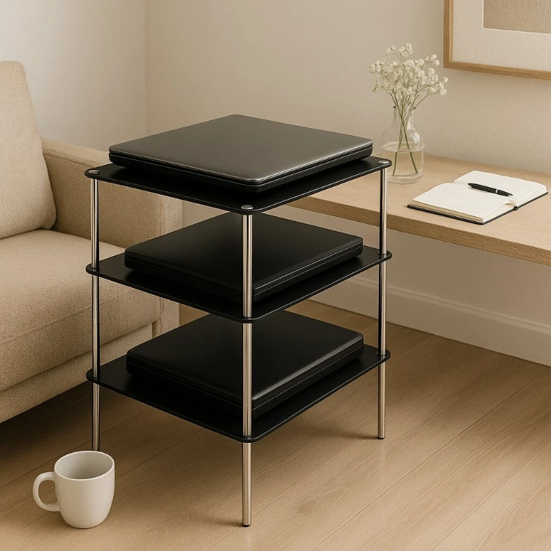 

Multi-Layer Metal Shelf, Router & TV Set-Top Box Organizer, Amplifier and Laptop Cooling Stacking Multi-Purpose Storage Shelf