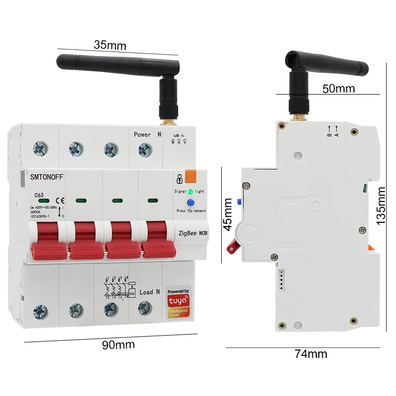 Imagem -06 - Tuya Zigbee Disjuntor Inteligente com Medição Protetor Multifuntion Controle de Voz Alexa Google Alice 4p