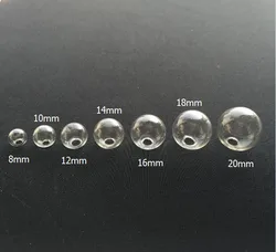 B Grade 10pcs 8-25mm Empty Glass Round Ball Pendant Charms DIY Vials cover Clear glass globe bubble orb crystal necklace