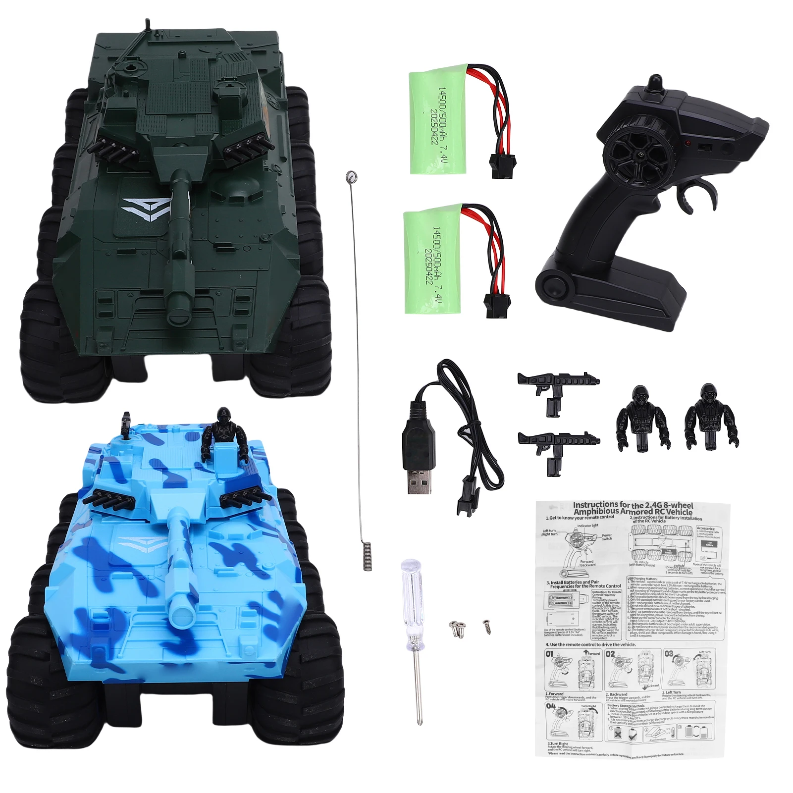 

Игрушечный радиоуправляемый танк 8WD, масштаб 1/32, 2,4 ГГц, вездеход-амфибия с дистанционным управлением, 360° ° Вращающийся гусеничный автомобиль для детей и взрослых