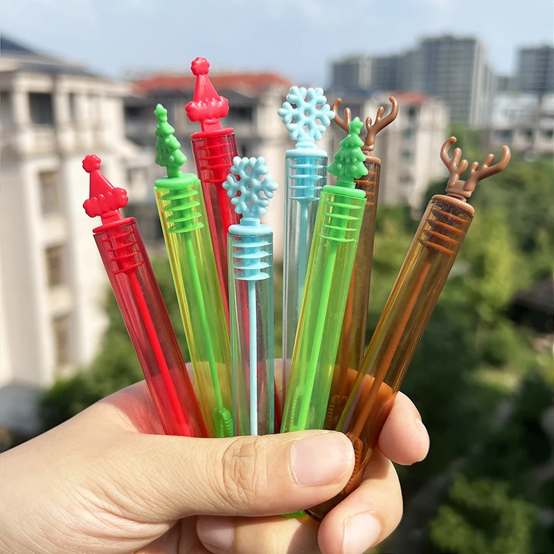 12/24pcs Christmas Bubble Wand Bottle for New Year Wedding Outdoor Indoor Activity Bubbles Christmas Party Kids Toys Favors