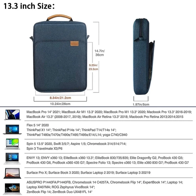 Laptoptas 9-11/13.3 Inch Voor Ipad Pro 11 12.9 9 10.2 10.5 Air4 3 2 Gen9 10.2 Pro 10.5 10e Generatie 10.9 Schokbestendige Schouderhandtas