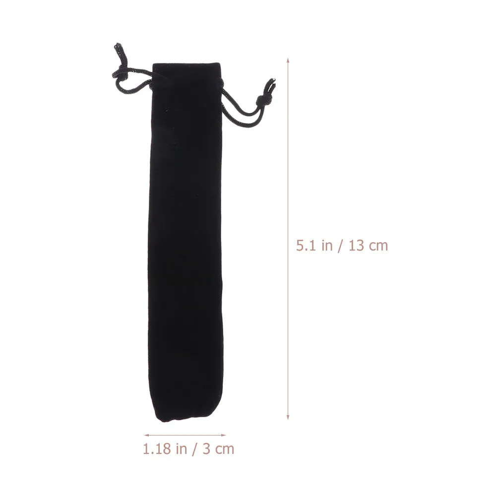 100Pcs Black Drawstring Pen Pouch Small Portable Pen Bag Lightweight Pencil Case Useful Writing Tool Organizer Korean School