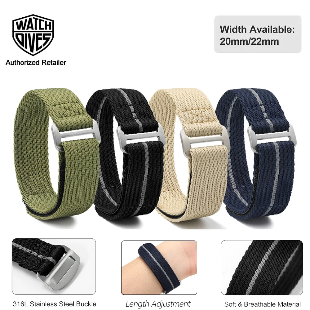 Watchdives 20mm 22mm Nylon Watch Strap Sports Fabric Wristband Belt Universal Replacement Sport Band Wristwatch Bracelet for Men