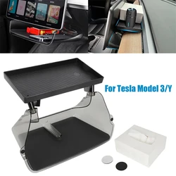 Scatola di immagazzinaggio dello schermo per Tesla Model 3 Y Dashboard Magnetic Hidden Large Space Storage Tissue Box Screen vassoio posteriore Sundry Rack