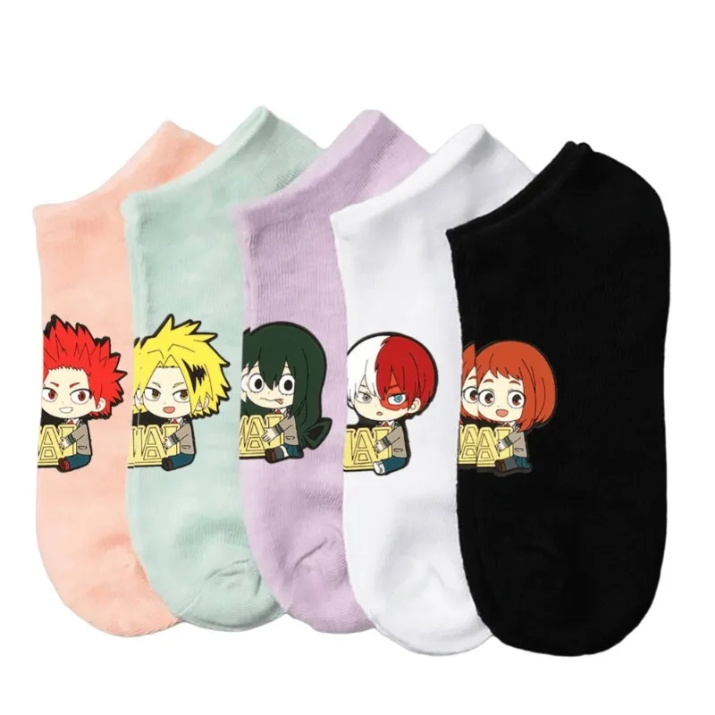 My Hero Academia Women\'s Socks Harajuku Anime Figure Midoriya Izuku Bakugou Katsuki Deku Cosplay Children\'s Summer Kawaii Socks