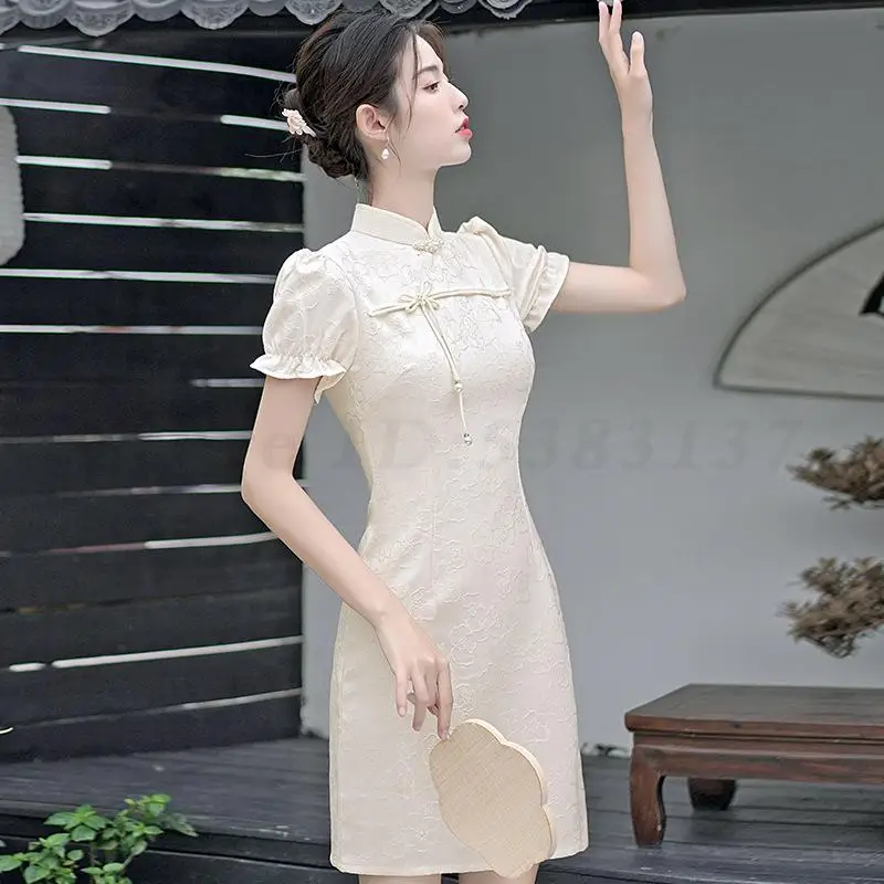 Traditional Chinese Dress French Princess Qipao Women Vintage Classic Mandarin Collar Cheongsam Sexy Vestidos Evening Party Gown