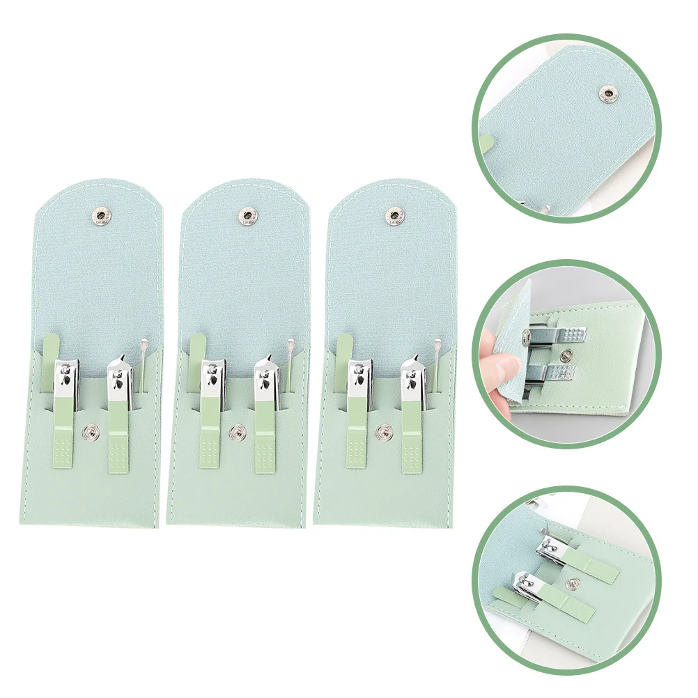 3세트 매니큐어 세트 전문가용 손톱깎이 키트 여성용 여행용 페디큐어 도구 손톱 관리 키트 매니큐어 세트 여성용