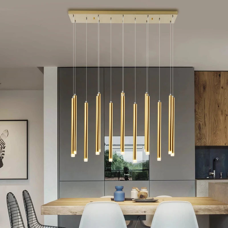 Dining Room Chandelier Nordic Light Luxury Villa Lamp Modern Minimalist Long Cylindrical Dining Room Dining Table Pendant Light