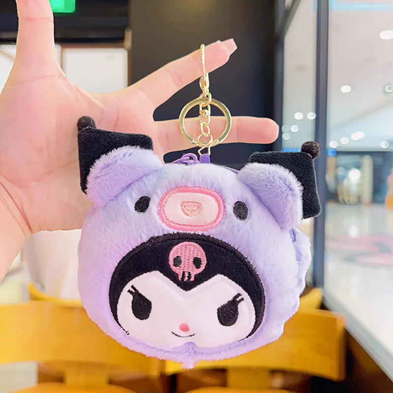

Anime Sanrio Kuromi Cinnamoroll Zero Wallet Keychain Backpack Doll Decorative Hello Kitty My Melody Keyring Christmas Gifts