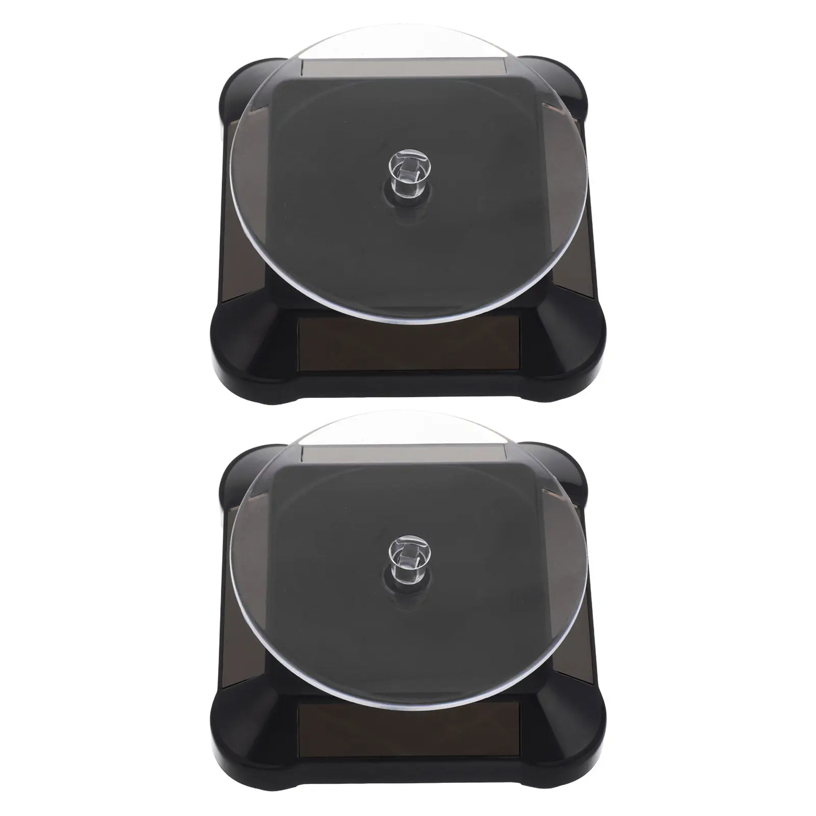 2Pcs Solar Turntable Stand Jewelry Display Rotating Showcase Auto Rotating Dual Tabletop Riser for Rings Watches