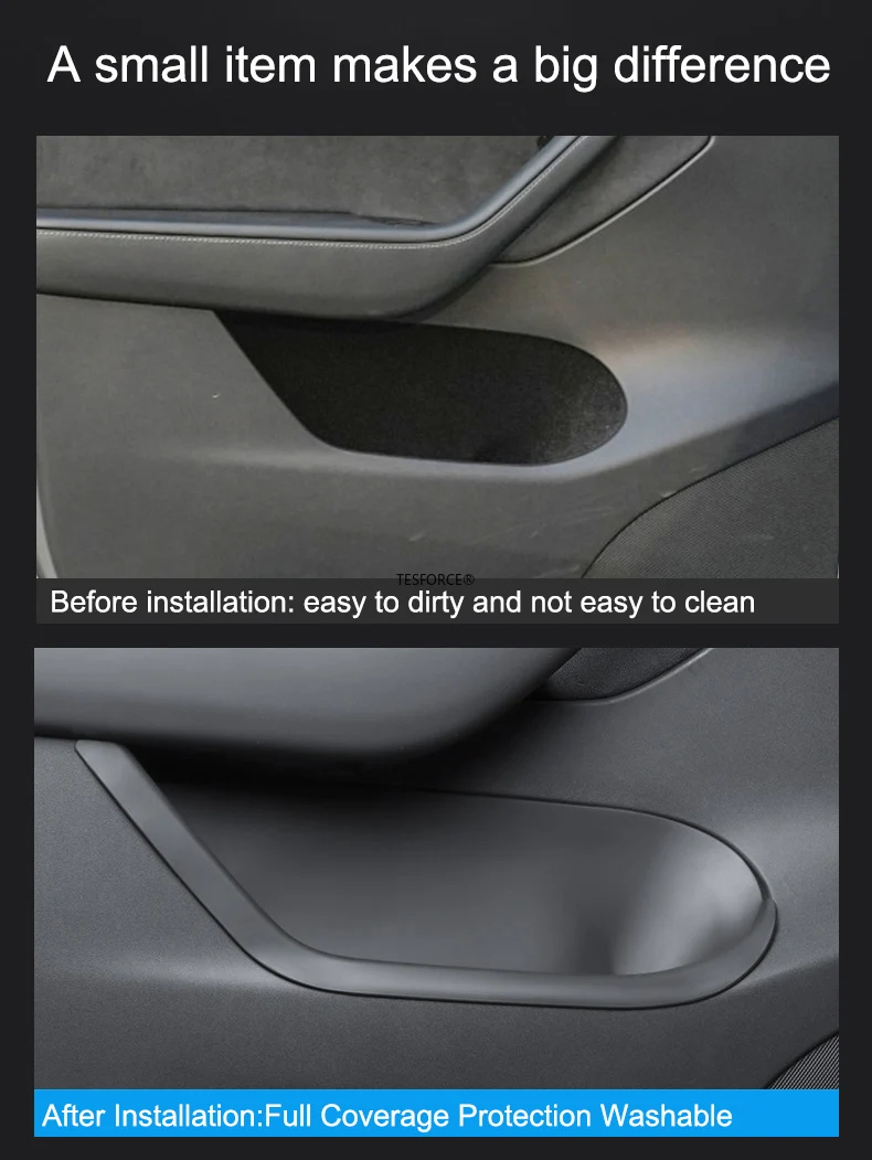 For Tesla Model 3/Y 2017-2023 Door Storage Box Mats Door Slot Mat Door Side Organizer TPE Mats Waterproof Rubber Full Cover