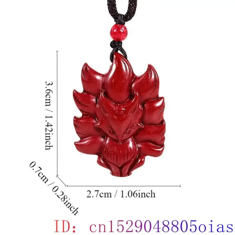 Naturalny cynober lis naszyjnik czerwony modny amulet kamień Vintage luksusowy urok mężczyzna prawdziwa biżuteria rzeźbiony prezent energia — zdjęcie 4