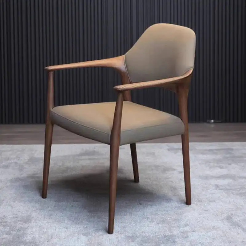 

Wood Legs Armrest Dining Chair Upholstered Retro Armchair Living Room Dining Chair Lounge Relaxing Stuhl Wooden Furniture