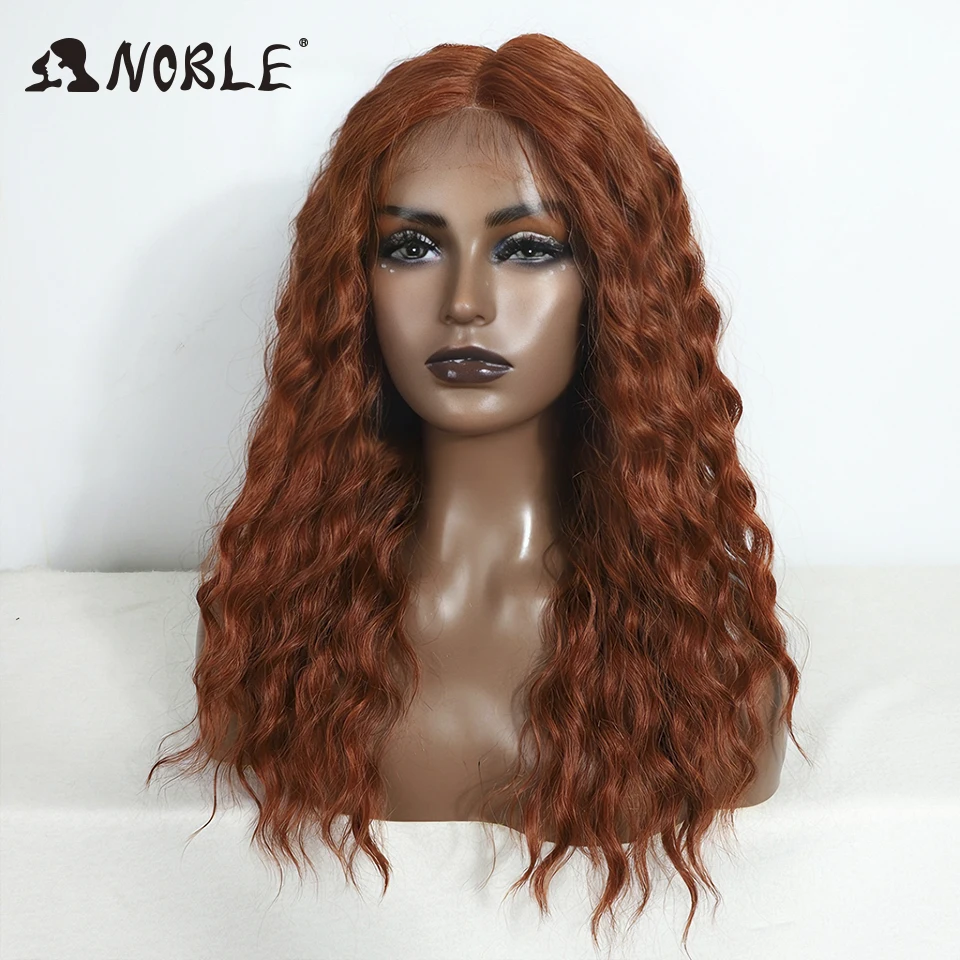 Perruque Lace Front Wig synthétique bouclée 20 pouces-Noble, perruque Lace Wig rouge à raie moyenne pour femmes, perruque Lace Front Wig blonde