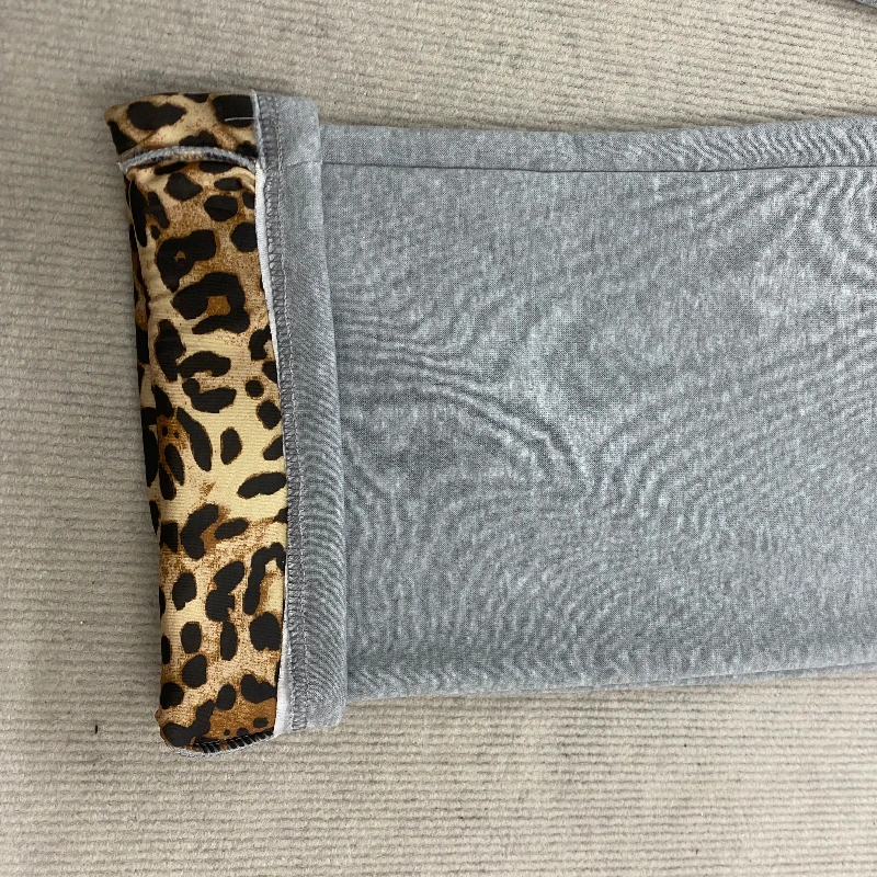 Pantaloni a gamba larga da uomo a vita alta a doppia vita casual a maniche lunghe con stampa leopardata a contrasto moda invernale