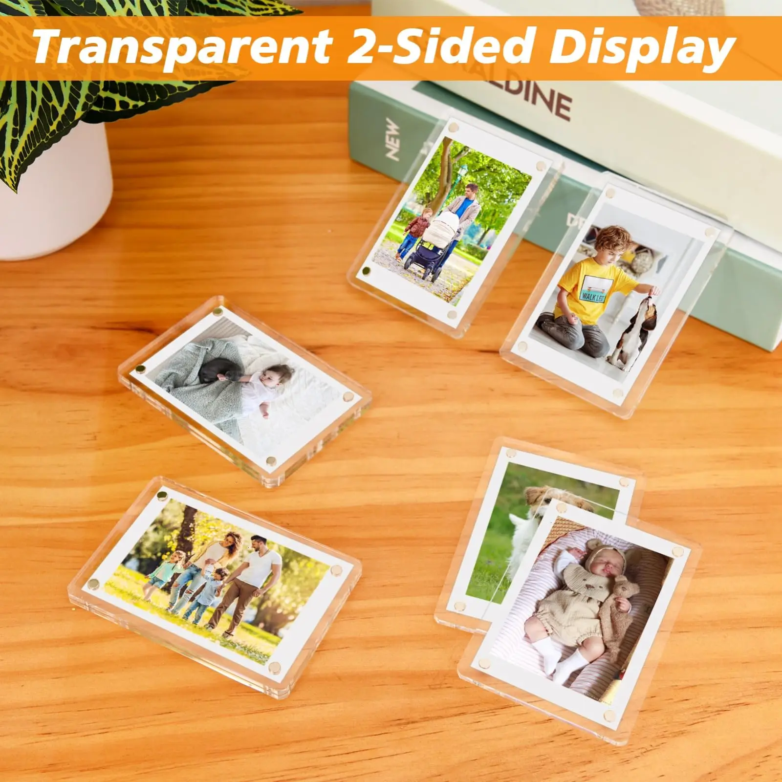 Acrylic magnetic photo frame, refrigerator mini photo frame, magnet double-sided, wallet size, suitable for Polaroid film