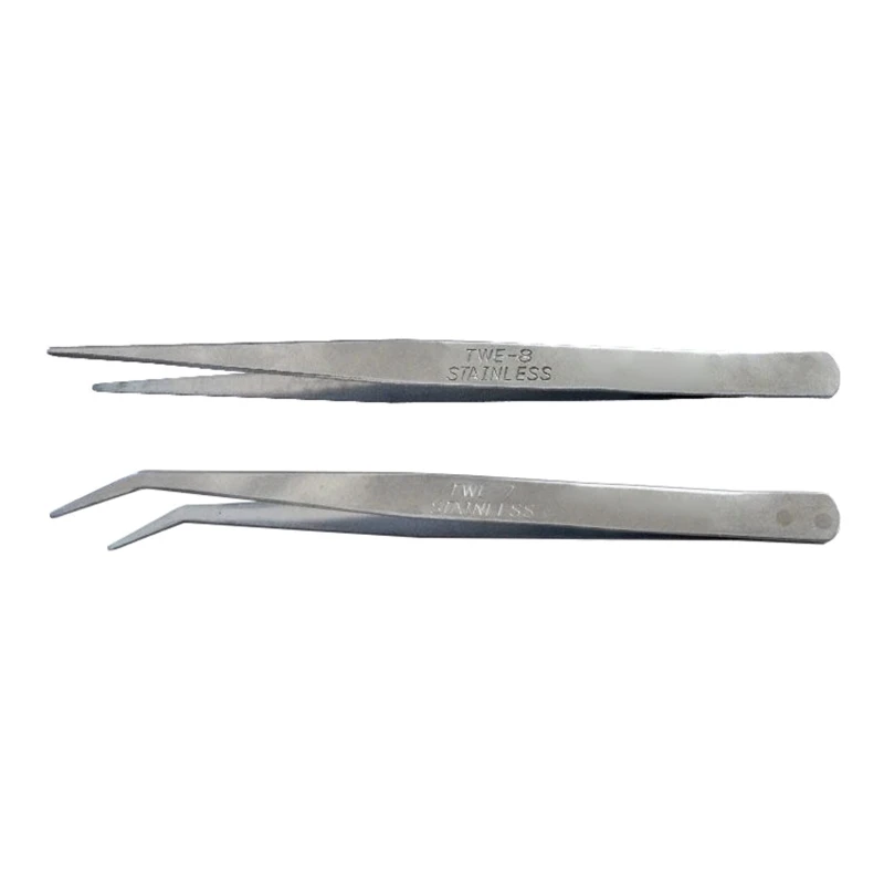 Curved Straight Tip Stainless Tweezer For Electronics Repair Sewing Machine Dropship