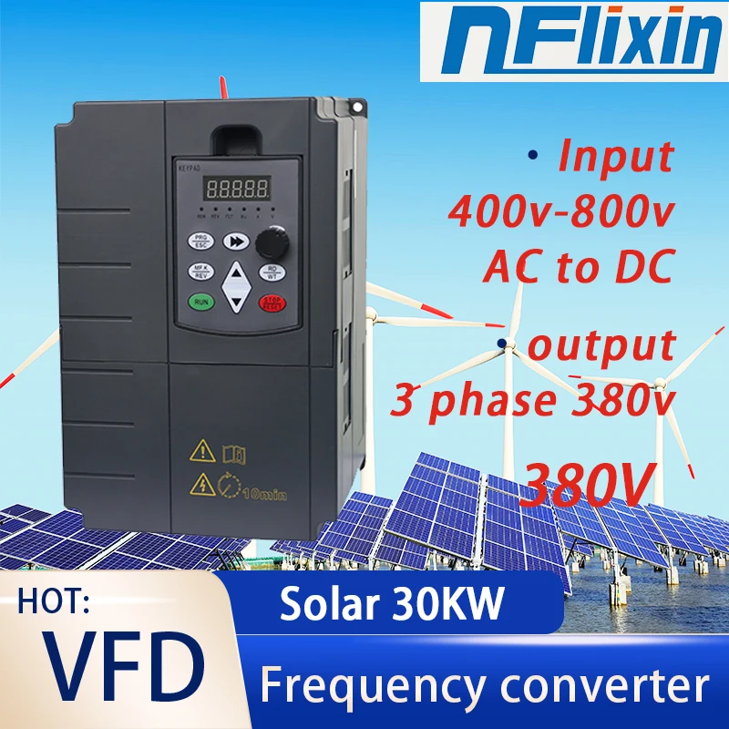 Photovoltaic solar inverter DC to AC three-phase converter 380v 30kw 40HP, VFD DC 400V-800V