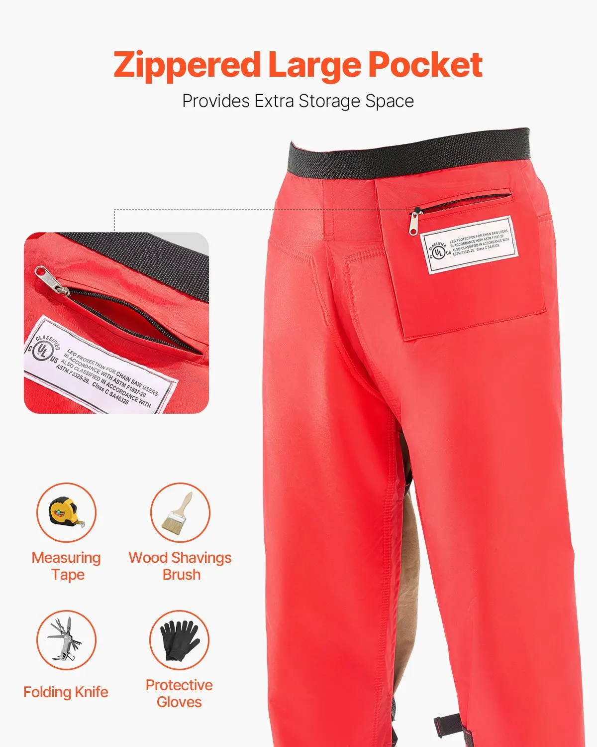 

Защитные штаны для работы с бензопилой, класс C, 8 слоев, с регулируемым ремнем и карманом для инструментов, для мужчин и женщин