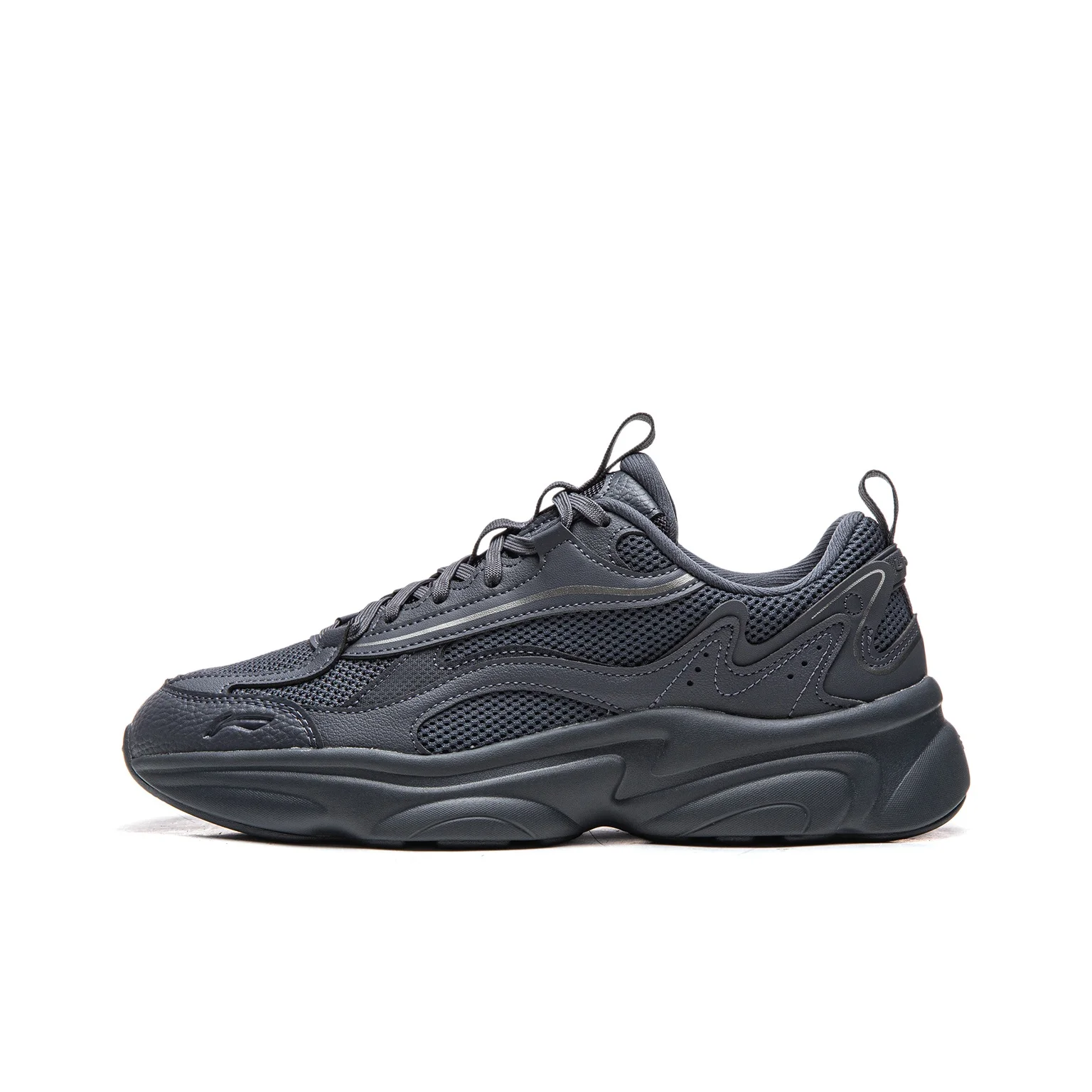 Li Ning Cushioning Slip Resistant Abrasion Resistant Support Low top Casual Shoes Men's Gray AGCV129-3