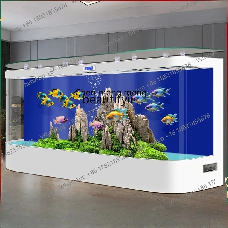 Extra Large Office Company Fish Tank High-End Floor-Standing Wall-Mounted Living Room New Hot-Bent Glass
