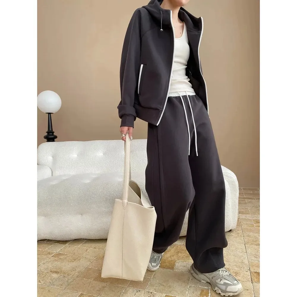 

American Style Hoodie Jogger Set 2PC Men Women Casual Sportswear - Stand Collar Drawstring Lounge Streetwear Oversized Tracksui
