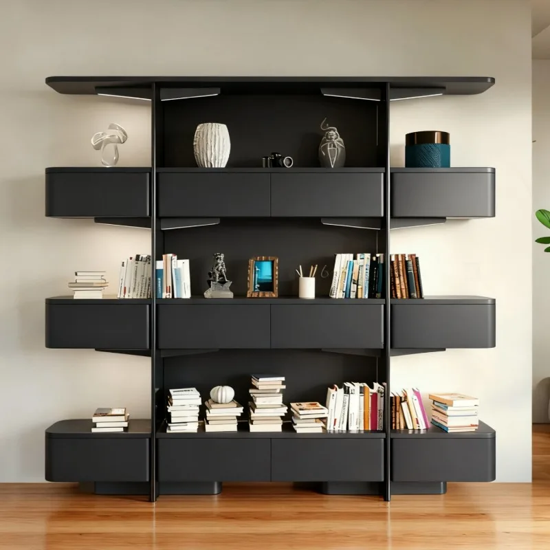New paint, bookshelf, bookcase shelf, Italian style, upright multi-layer storage rack, floor partition display rack