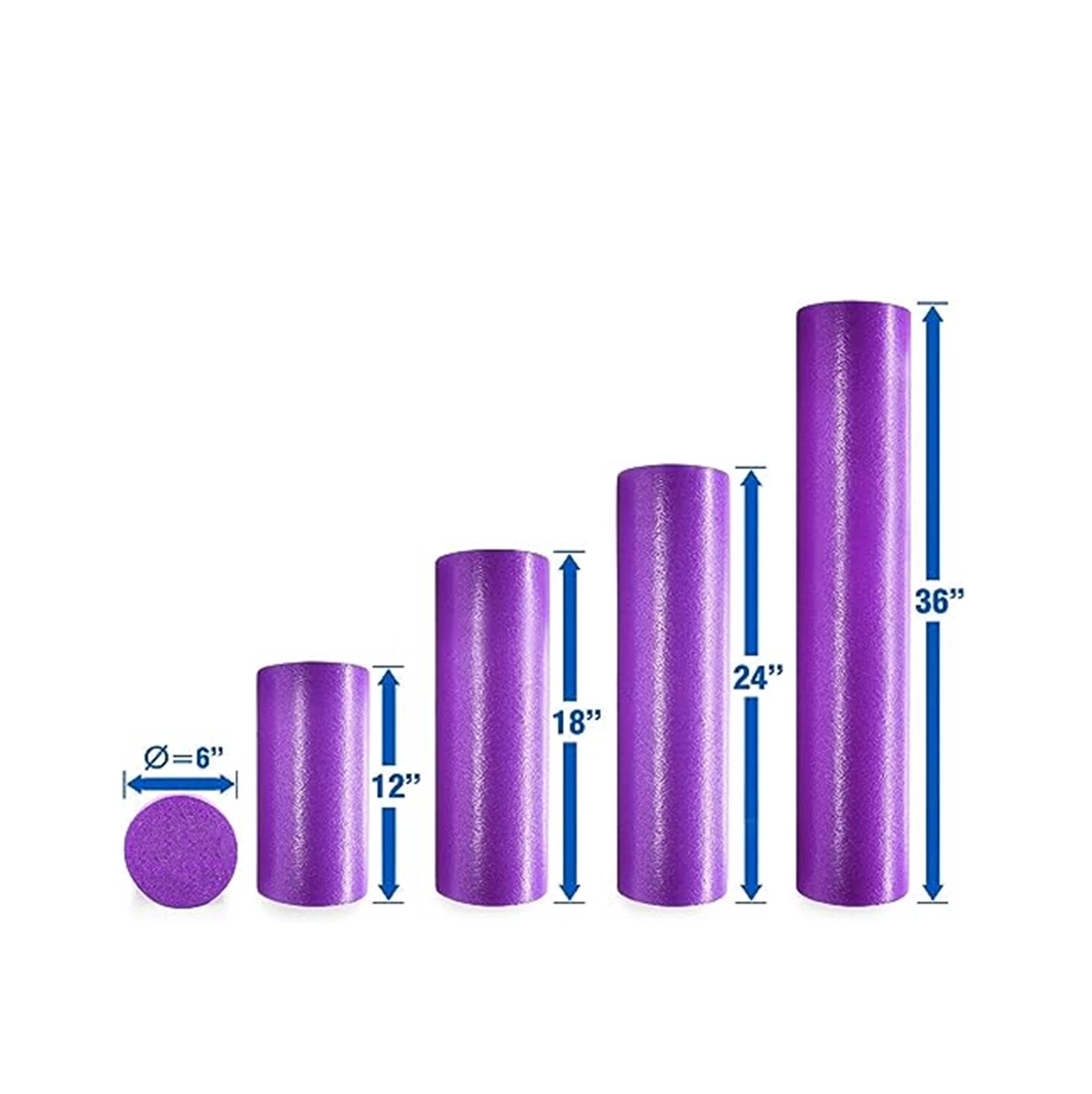 BP286 PE Foam Roller 12, 18, 24, 36 Inches for Pilates, Yoga, Stretching, Balance & Core Exercises