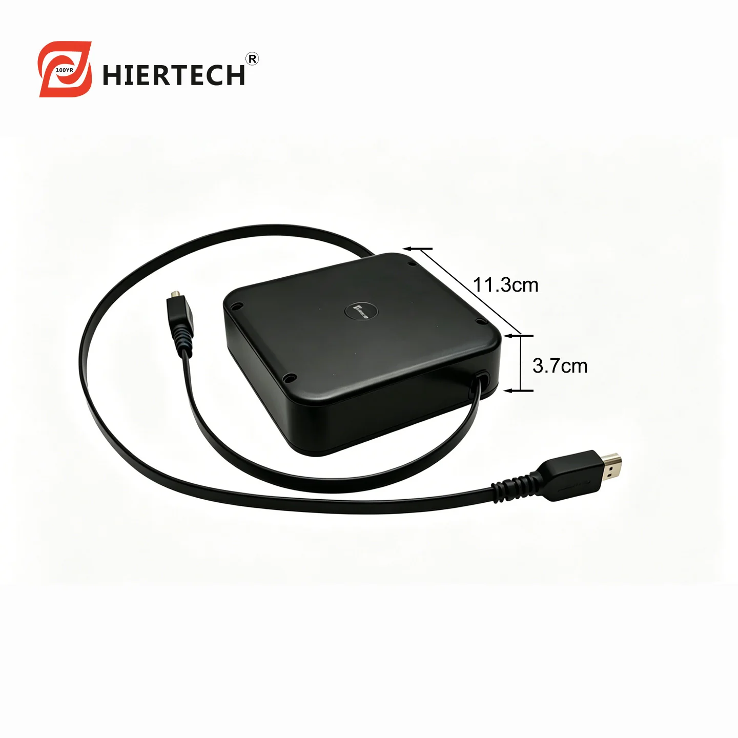 Hiertech 100% Pc Raw Material Automatic Cable Retractor Black with Self-Locking Function Jm-807-Hdmi High-Definition Video Cable Reel