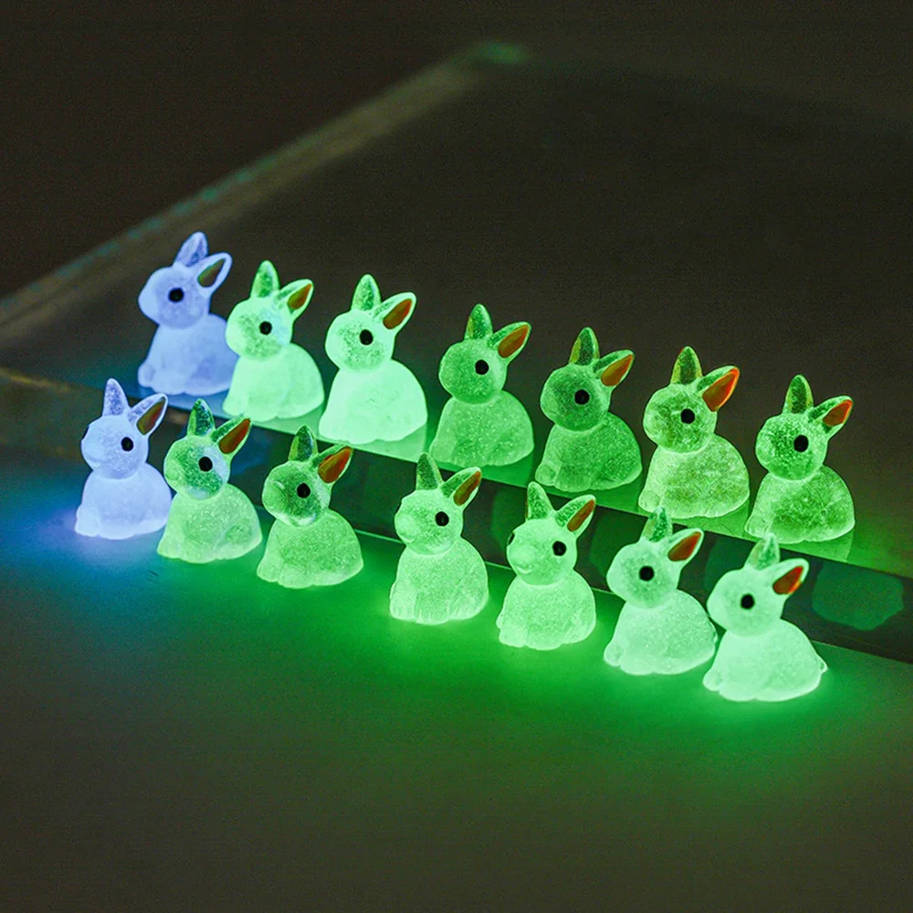 Luminous Micro Landscape Little Rabbit Ornaments DIY Kit Resin Garden Decoration Outdoor Patio Lawn Yard Garden Accessories