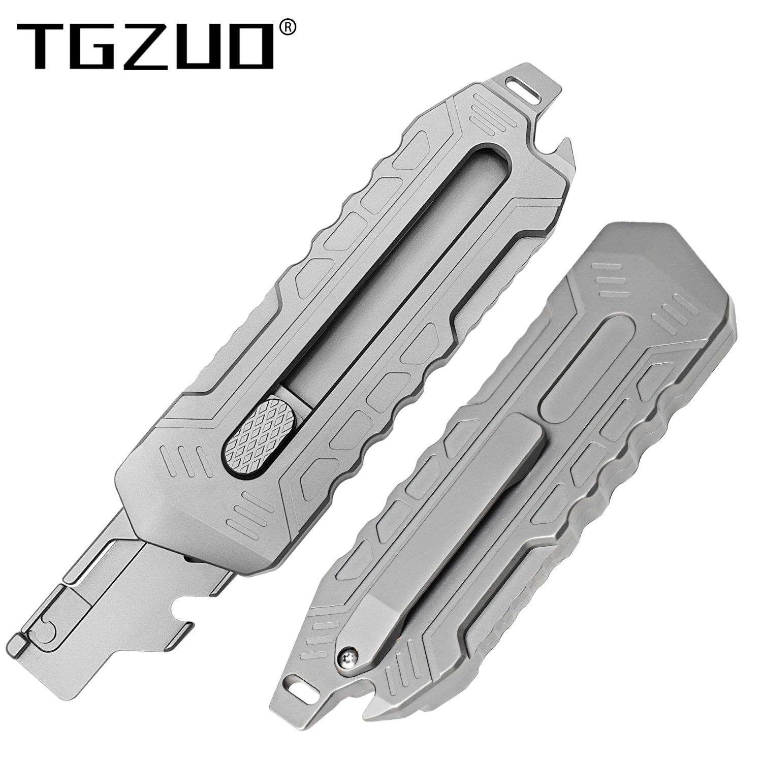 

Titanium Alloy Cutter knife Second Gear Push pull Utility Knife Box Cutter EDC Pocket Cutting Tools Outdoor Portable