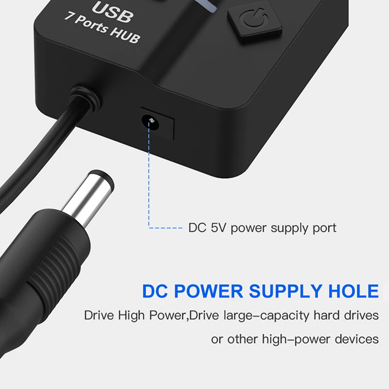 USB 3.0 4in1 7in1 USB HUB Splitter Multi-Port Extender with Independent Power Switch 30CM Cable USB Adapter