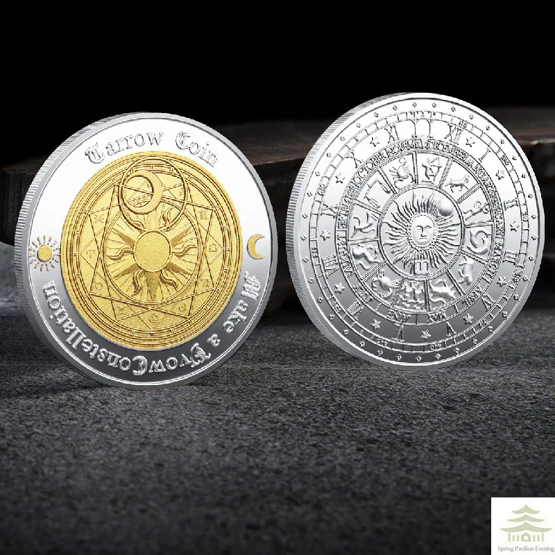 Pièces de monnaie souvenirs des douze constellations, Tarots d'Europe et d'Amérique, Pièces porte-bonheur pour l'amour et les vœux, Cadeau