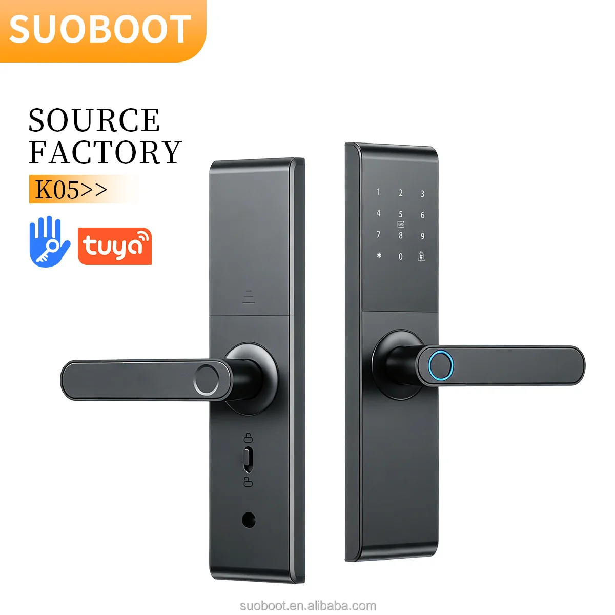 Tuya WiFi Biometric Smart Door Lock Keyless Entry Digital Password Smart Card Intelligent Door Handle Lock