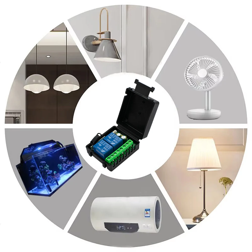 2-канальный универсальный 433 МГц радиоприемник с дистанционным управлением (DC 12 В 24 В 220 В) приемник для модулей управления бытовой автоматизацией