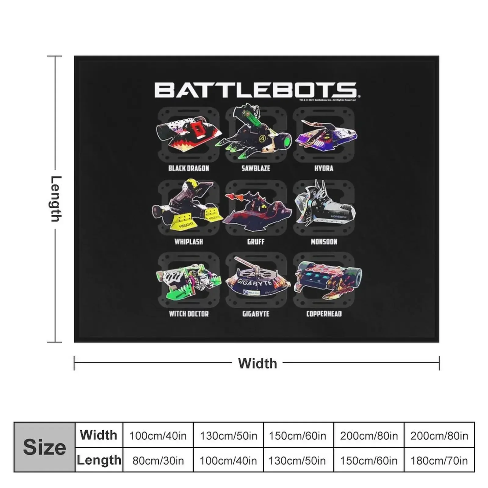 BattleBots Group Robot Photo Box Up Throw Blanket Thins Custom Blankets