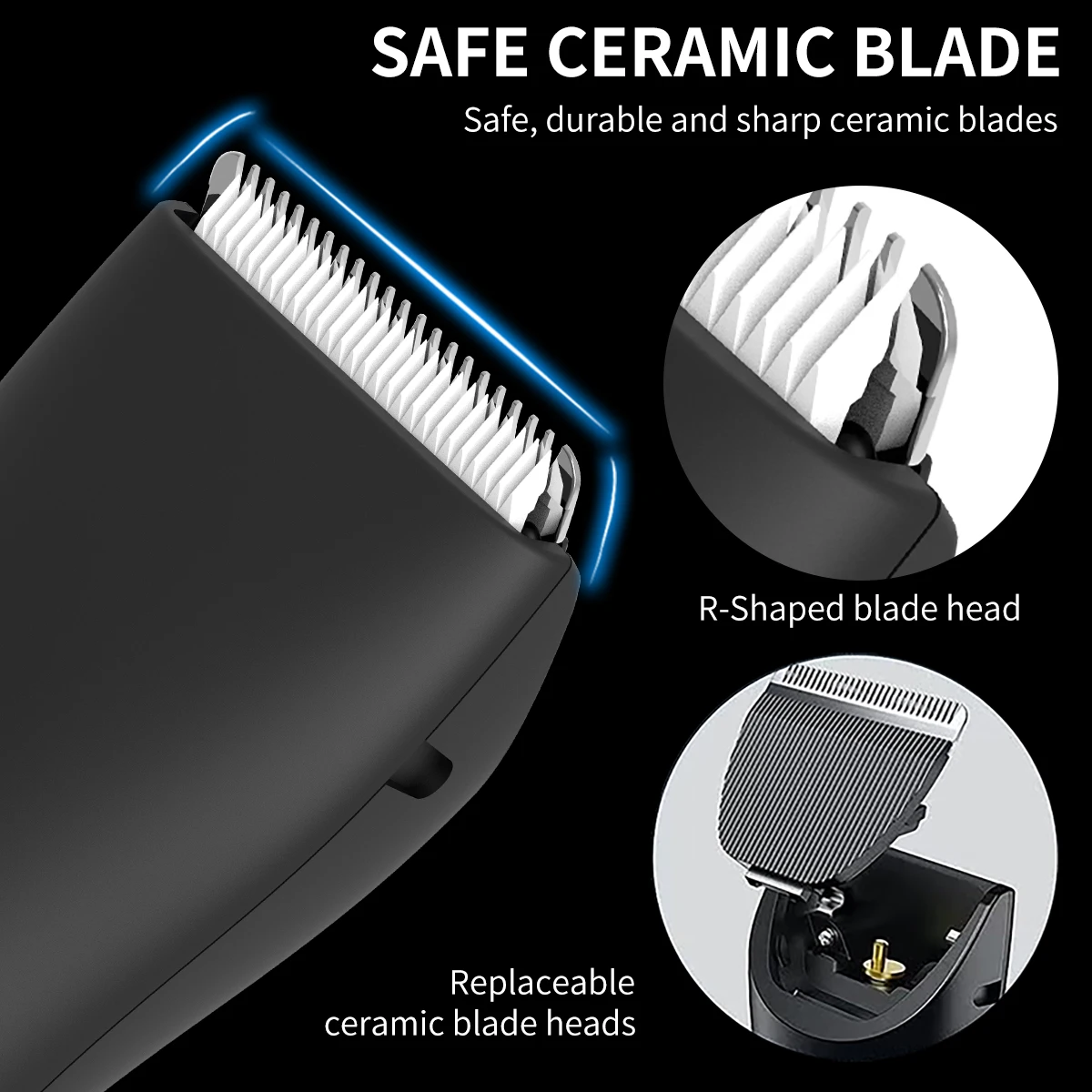 3-in-1 Body/Groin Trimmer for Men & Women - Ceramic Blade Shaver w/ Fast USB-C Charging, No-Nick Technology