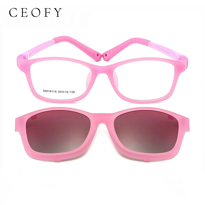 Ceofy Kids Eyeglasses Frames Magnetic Polarized Glasses Children Optical Prescription Clip On Flexible Eyewear 19974